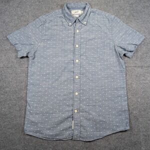 Grayers Shirt Mens M Apple Print Blue Button Down Short Sleeve